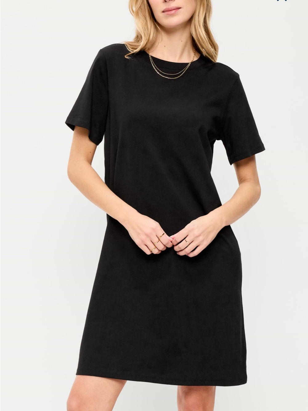 Old Navy Black Short-Sleeve Mini T-Shirt Dress